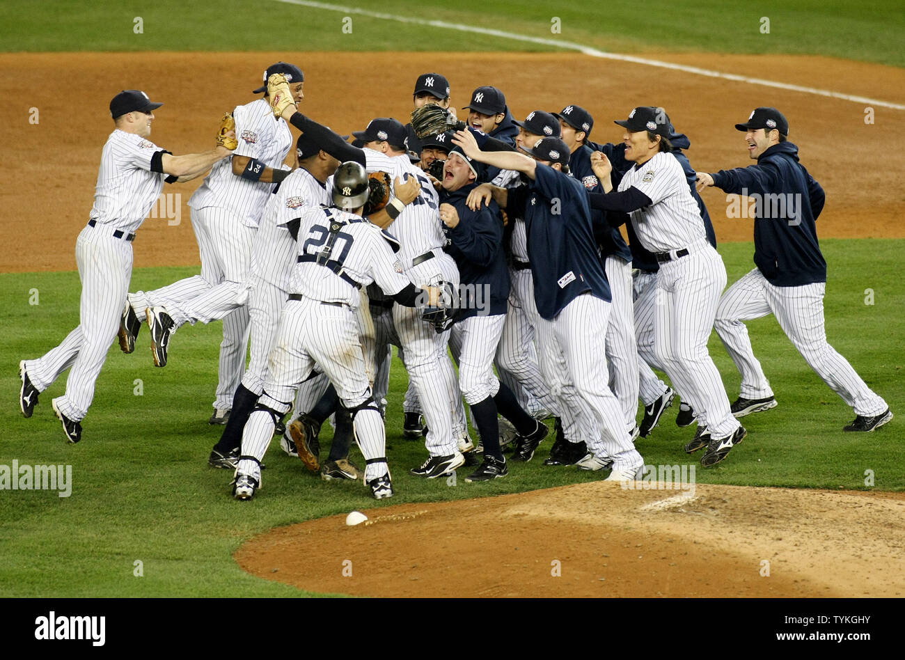 New York Yankees celebrate their World Series win after defeating