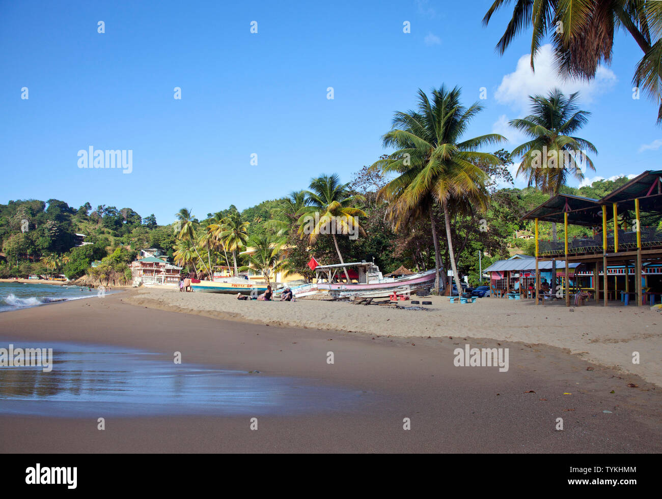 Castara Bay Beach Scene, Tobago. Stock Photo