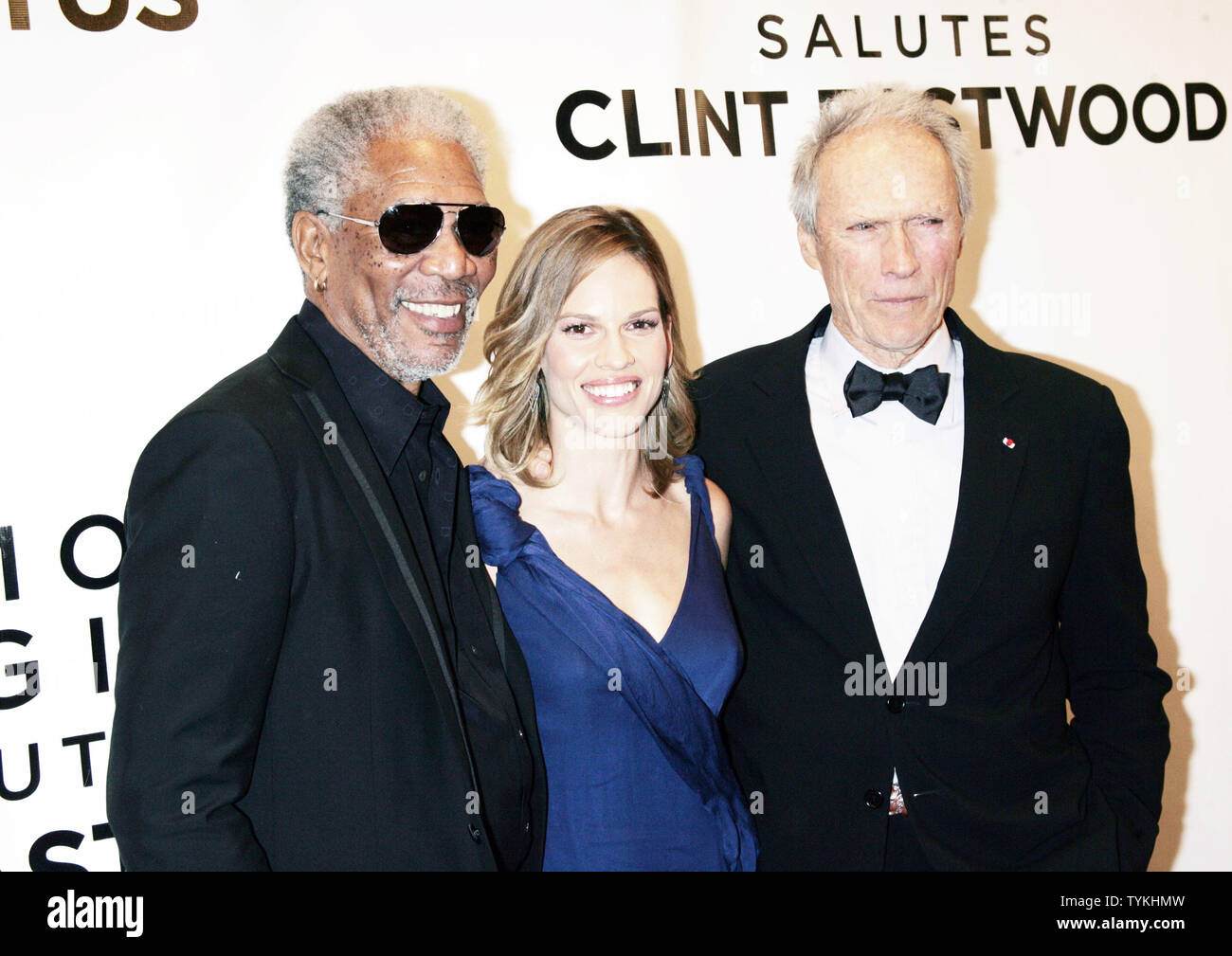 L R Morgan Freeman Hilary Swank And Clint Eastwood Arrive For The