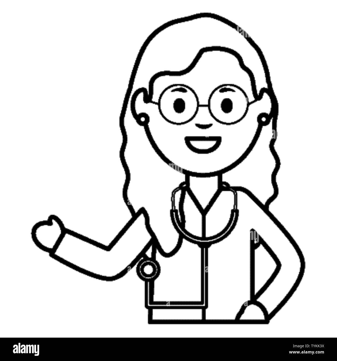 professional female doctor with stethoscope vector illustration design ...