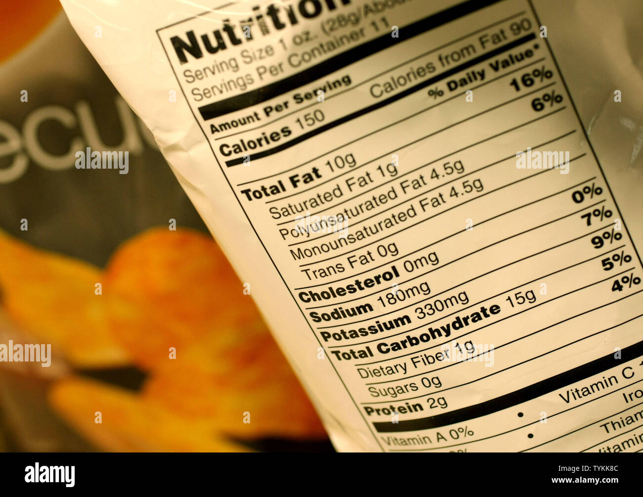 Nutrition Label On Potato Chips High Resolution Stock Photography And Images Alamy
