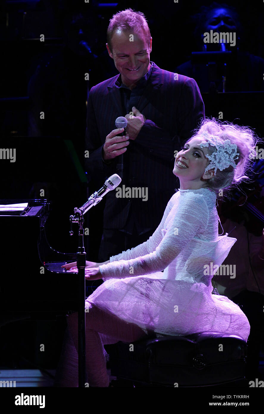 Sting and Lady Gaga perform at the Rainforest Fund's 21st Birthday Concert  at Carnegie Hall in New York City on May 13, 2010. UPI/John Angelillo Stock  Photo - Alamy