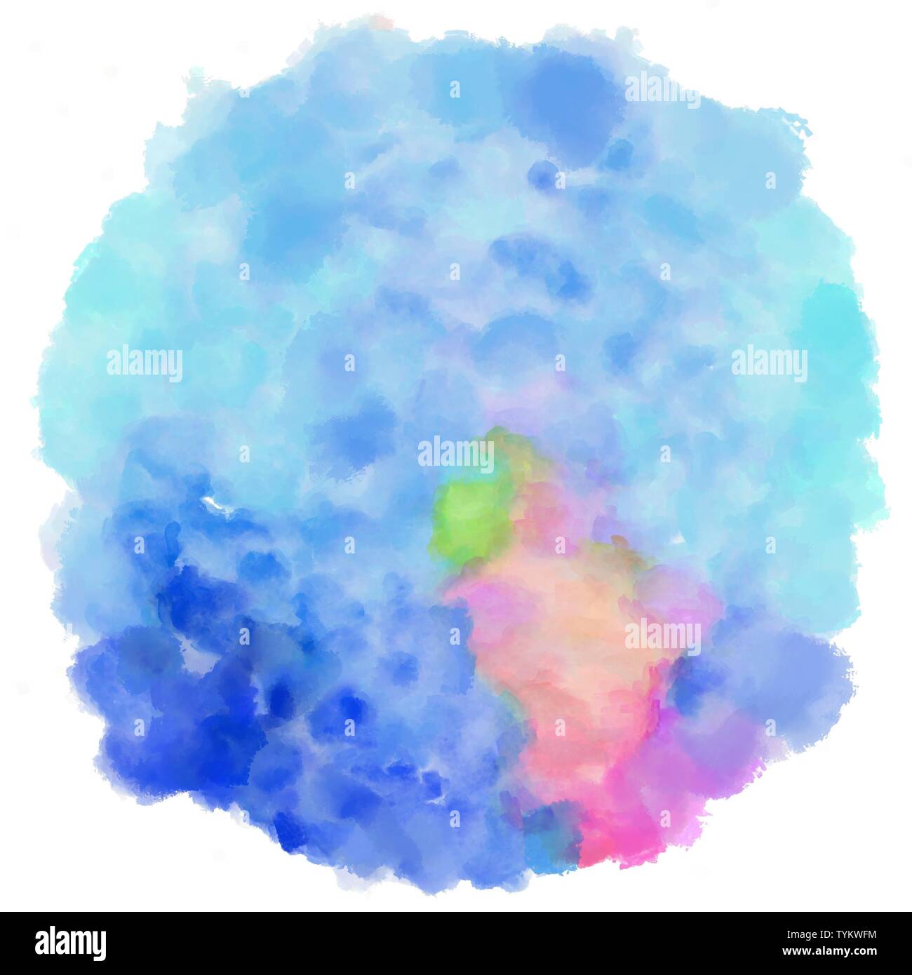 circular painting with baby blue, royal blue and baby pink watercolor