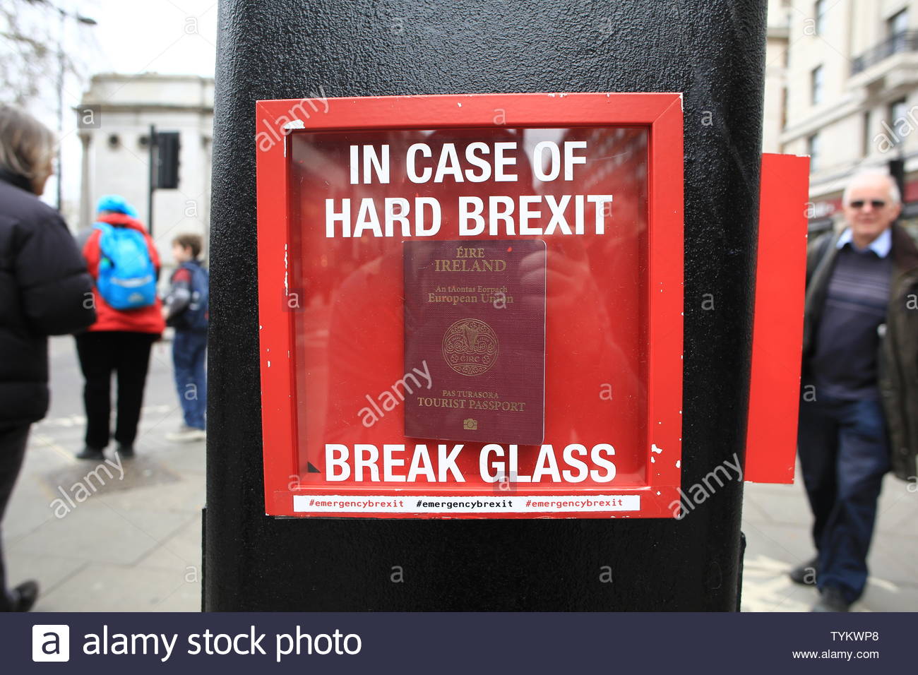 The organizer's of the people's march say as many as 1 million people attended the march in London today. Here we see a sign against a hard Brexit. Stock Photo