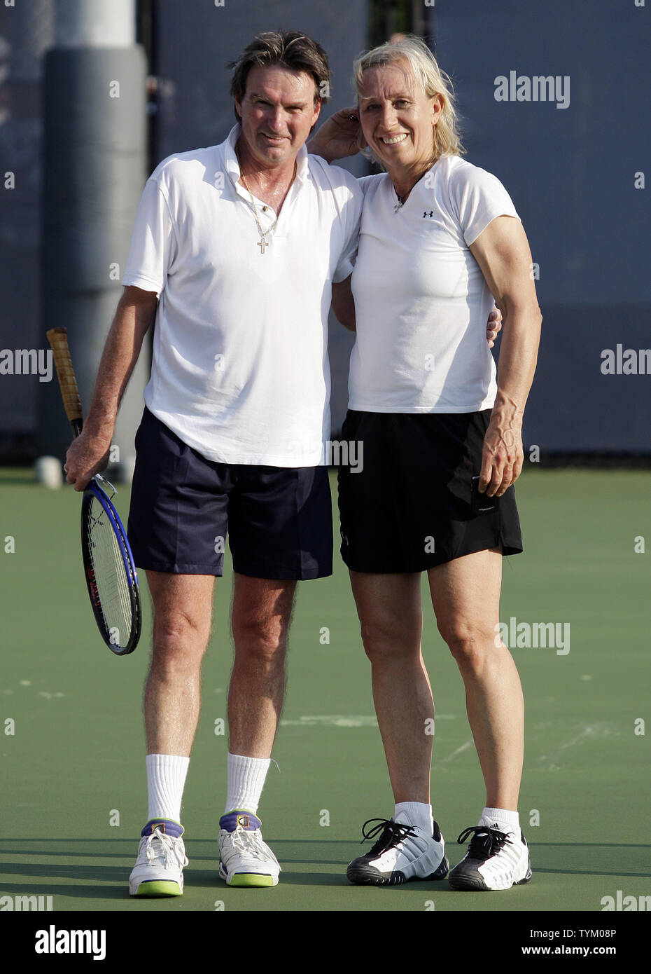 Jimmy Connors and Martina Navratilova stand on the practice courts at the  U.S. Open Tennis Championships in New York City on September 2, 2010.  UPI/John Angelillo Stock Photo - Alamy
