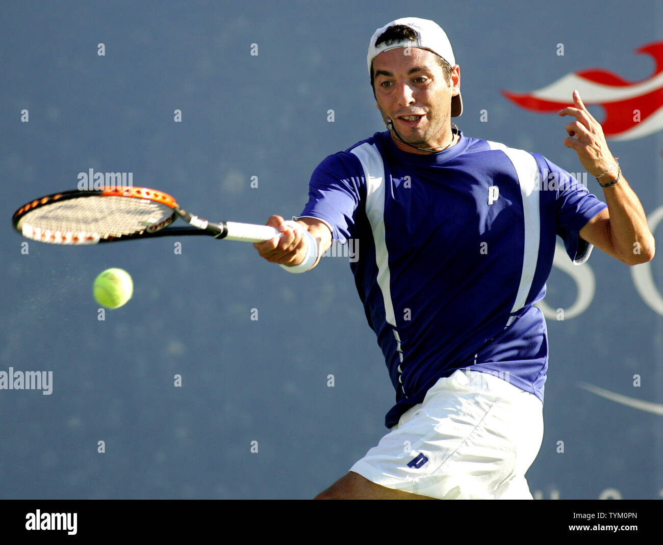 Albert Montanes of Spain returns the ball to Robin Soderling of Sweden during fourth-round action at the U.S. Open held at the National Tennis Center on September 6, 2010 in New York.     UPI /Monika Graff Stock Photo