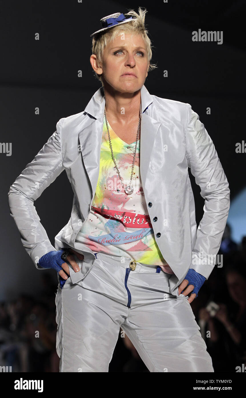 Ellen Degeneres walks on the runway in the Richie Rich fashion show at the Spring 2011 collections of Mercedes-Benz Fashion Week In New York City on September 9, 2010.        UPI/John Angelillo Stock Photo