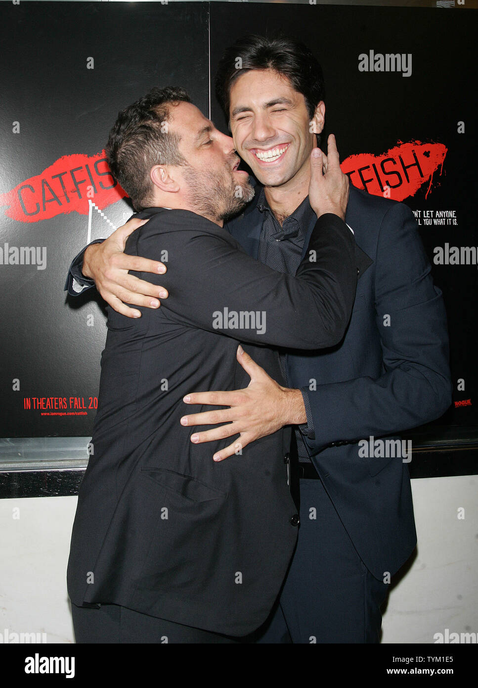 Brett Ratner and Nev Schulman arrive for the premiere of 'Catfish' at the Paris Theatre in New York on September 13, 2010.       UPI /Laura Cavanaugh Stock Photo