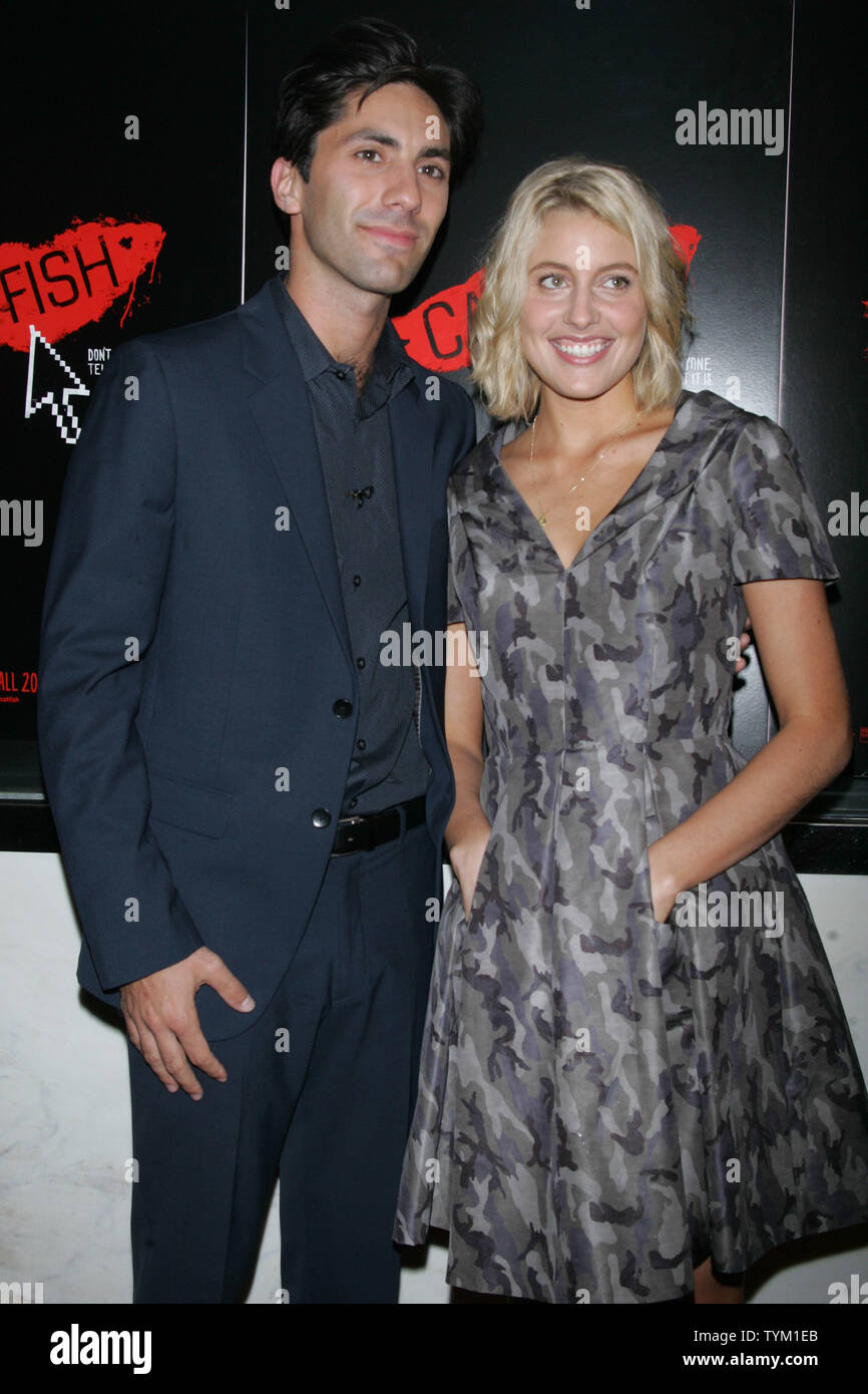 Nev Schulman and Greta Gerwick arrive for the premiere of 'Catfish' at the Paris Theatre in New York on September 13, 2010.       UPI /Laura Cavanaugh Stock Photo
