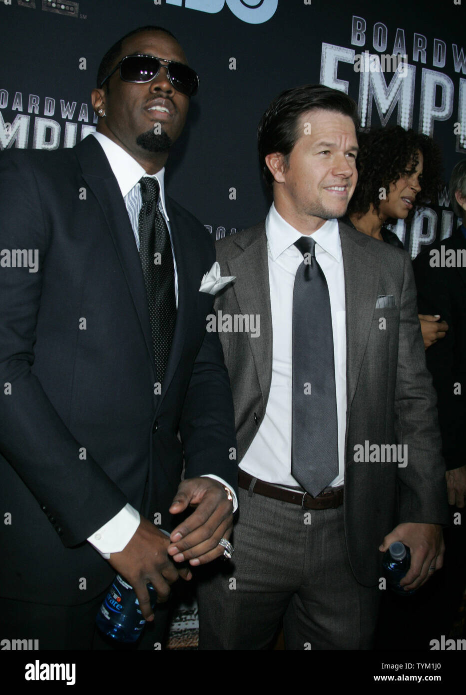 Mark Wahlberg and P. Diddy arrive for the premiere of "Boardwalk Empire