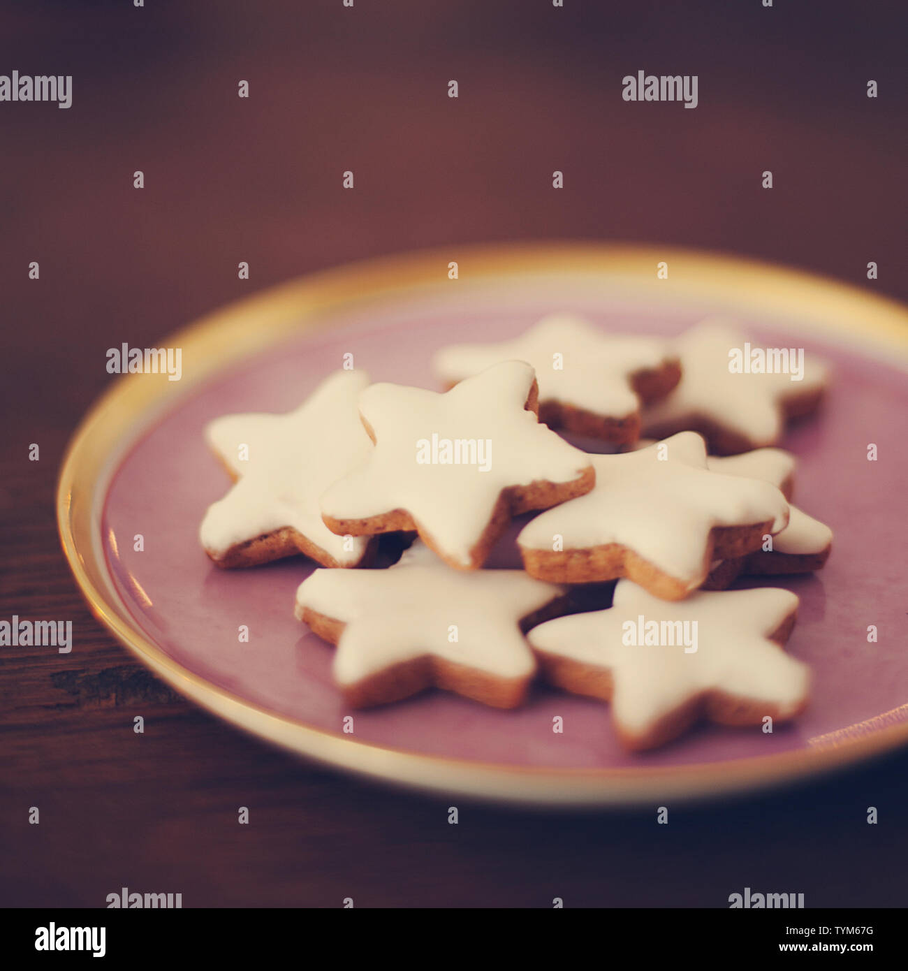 star shaped biscuits on a plate Stock Photo