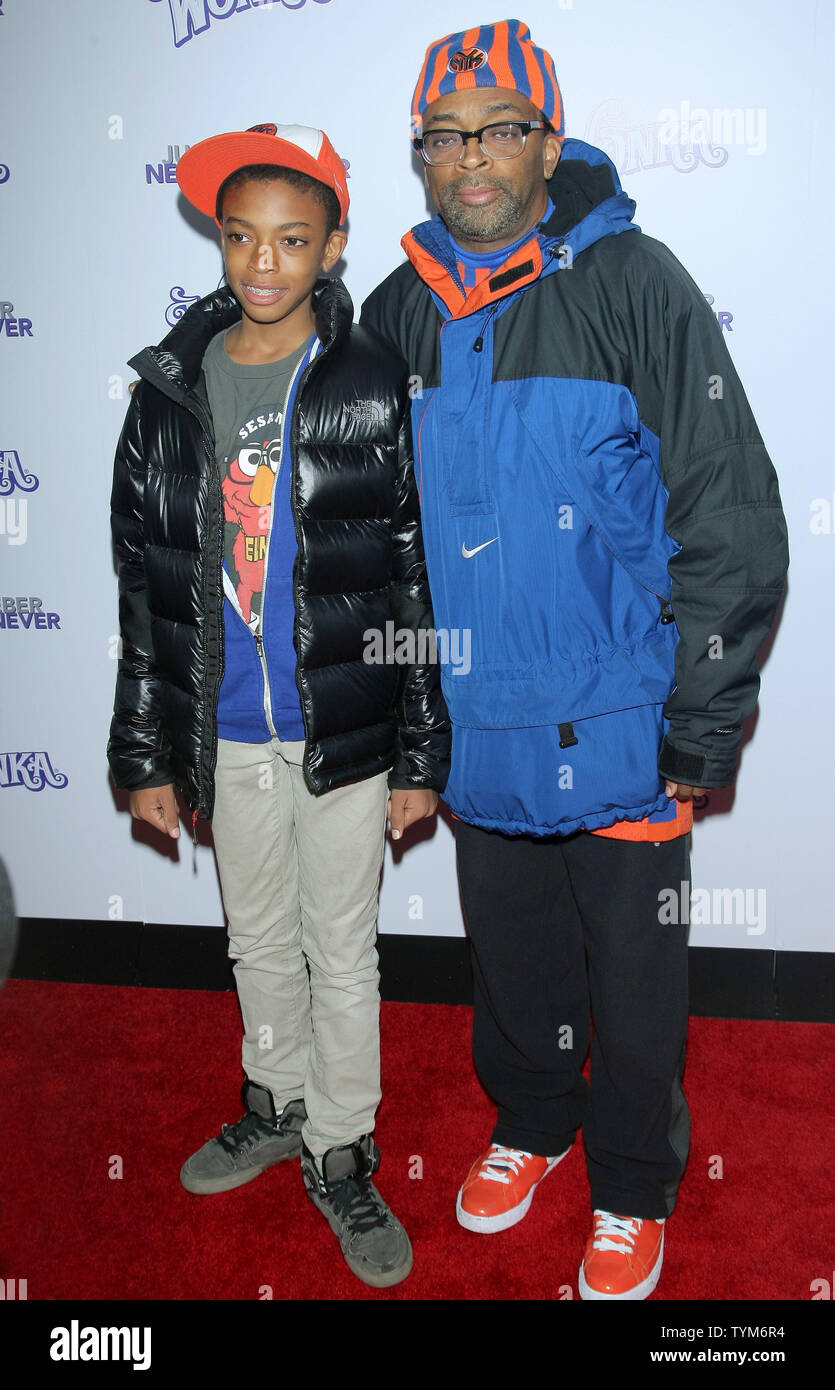 Film director Spike Lee and his son Jackson arrive for the New York special  screening of 