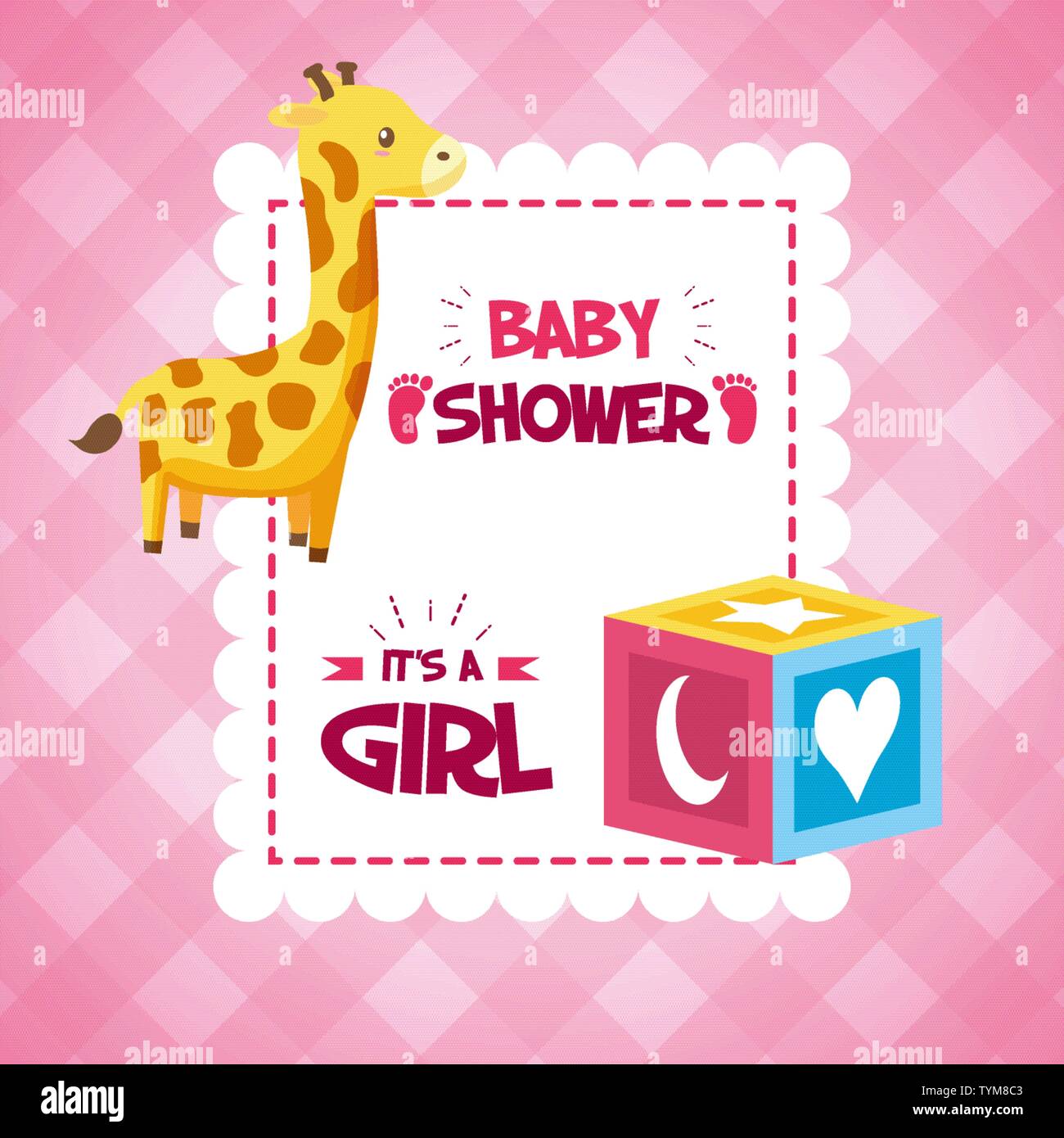 giraffe cube baby shower card its a girl Stock Vector Image & Art - Alamy