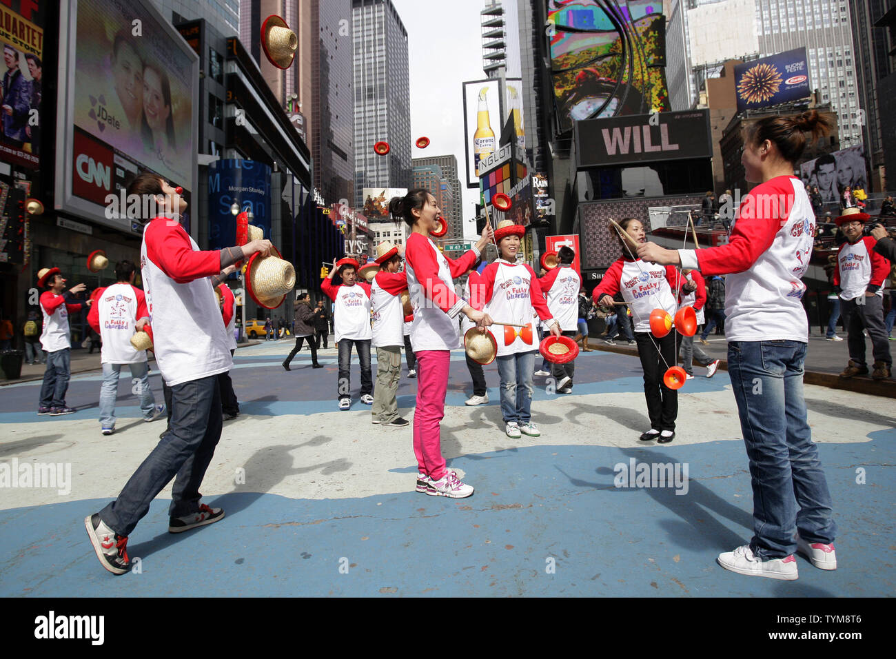 Clowns from Ringling Bros. and Barnum & Bailey Circus put on a juggling