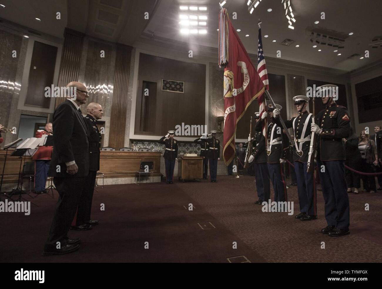 Senators Cake U.S. Marines with Marine Barracks Washington present colors during the ...