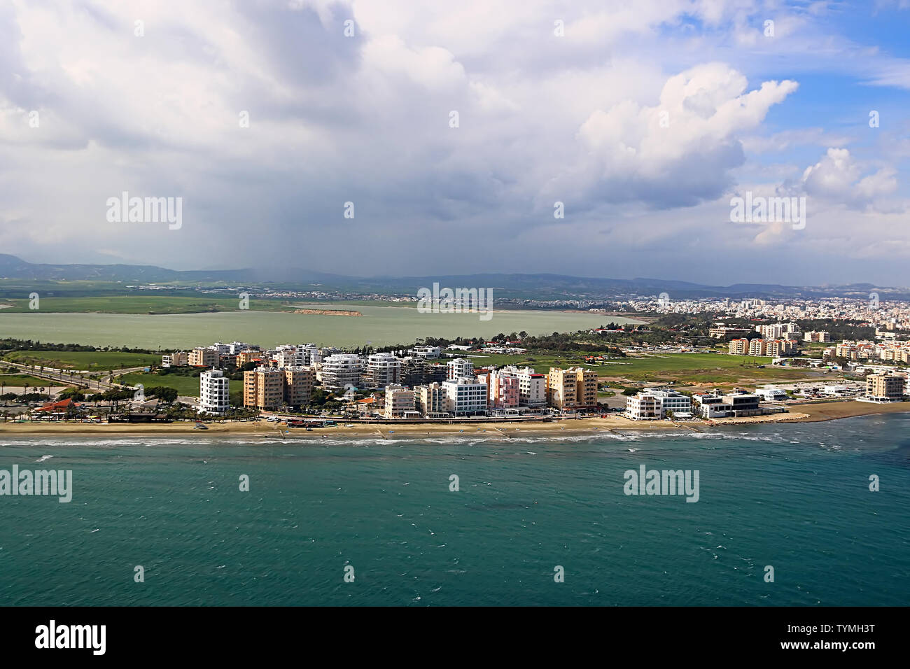 View of Larnaca suburbs near airport, Cyprus Stock Photo