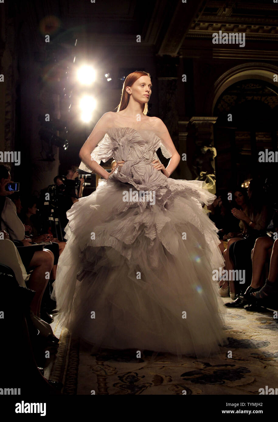 Karen Elson walks on the runway at the Marchesa fashion show at the Spring 2012 collections of Mercedes-Benz Fashion Week at Lincoln Center In New York City on September 13, 2011.        UPI/John Angelillo Stock Photo