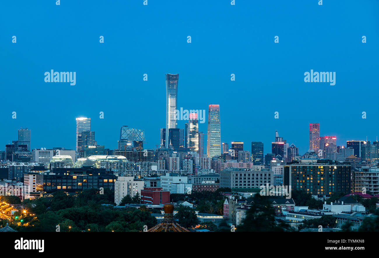 Beijing, china cbd under blue sky, china zun building Stock Photo - Alamy