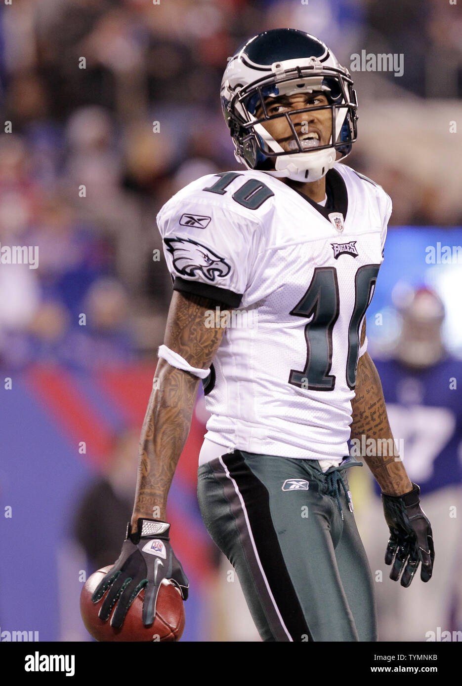 Philadelphia Eagles Steve Smith reacts after catching a 14 yard touchdown  pass in the second quarter against the New York Giants in week 11 of the  NFL season at MetLife Stadium in