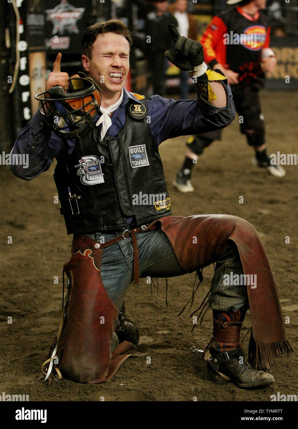 Cody Nance reacts after winning the sixth annual Professional Bull