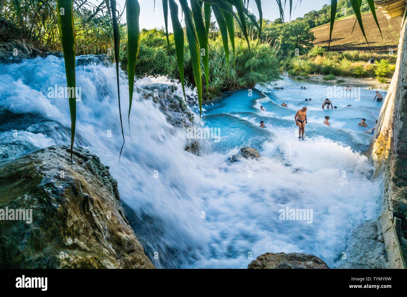 Cascate del Mulino, sulphoric thermal waters cascading on the grounds of an  old mill in the Minicipality of Manciano near Saturnia, Tuscany, Italy  Stock Photo - Alamy