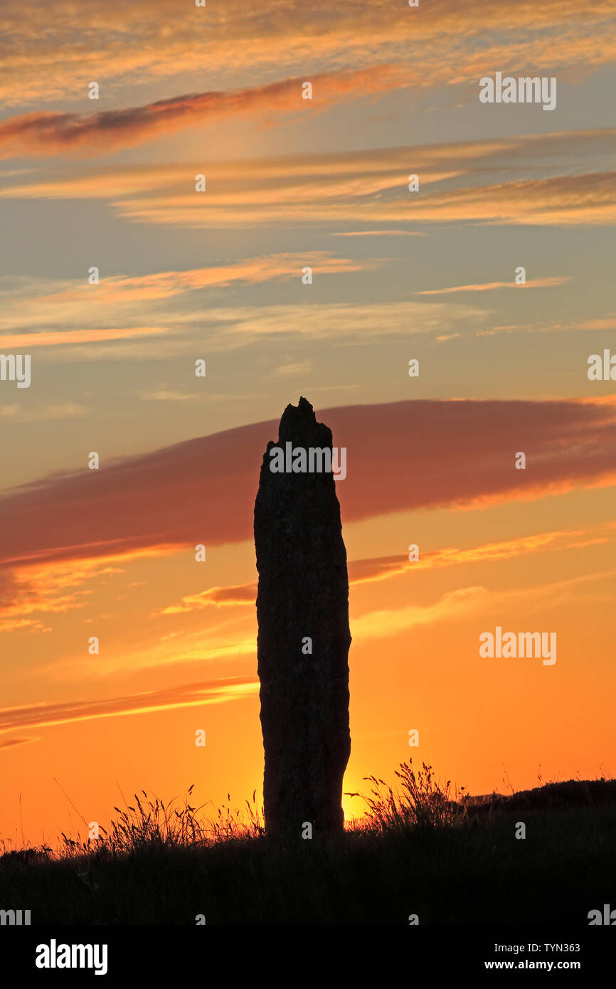 Ring of Brodgar at Sunset in the summer Mainland Orkney Stock Photo