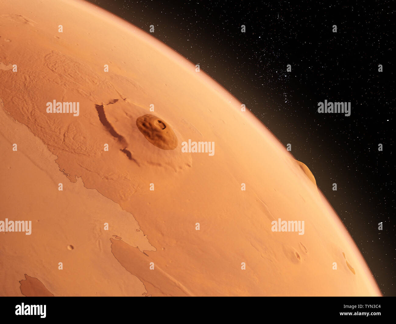 3d rendered illustration of the mars olympus mons Stock Photo Alamy