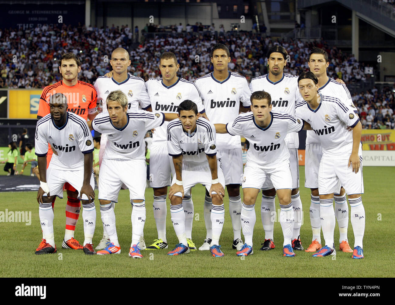 Real Madrid takes a team photo before the game against A.C. Milan at the  Herbalife World Football Match Challenge 2012 at Yankee Stadium in New York  City on August 8, 2012. Real