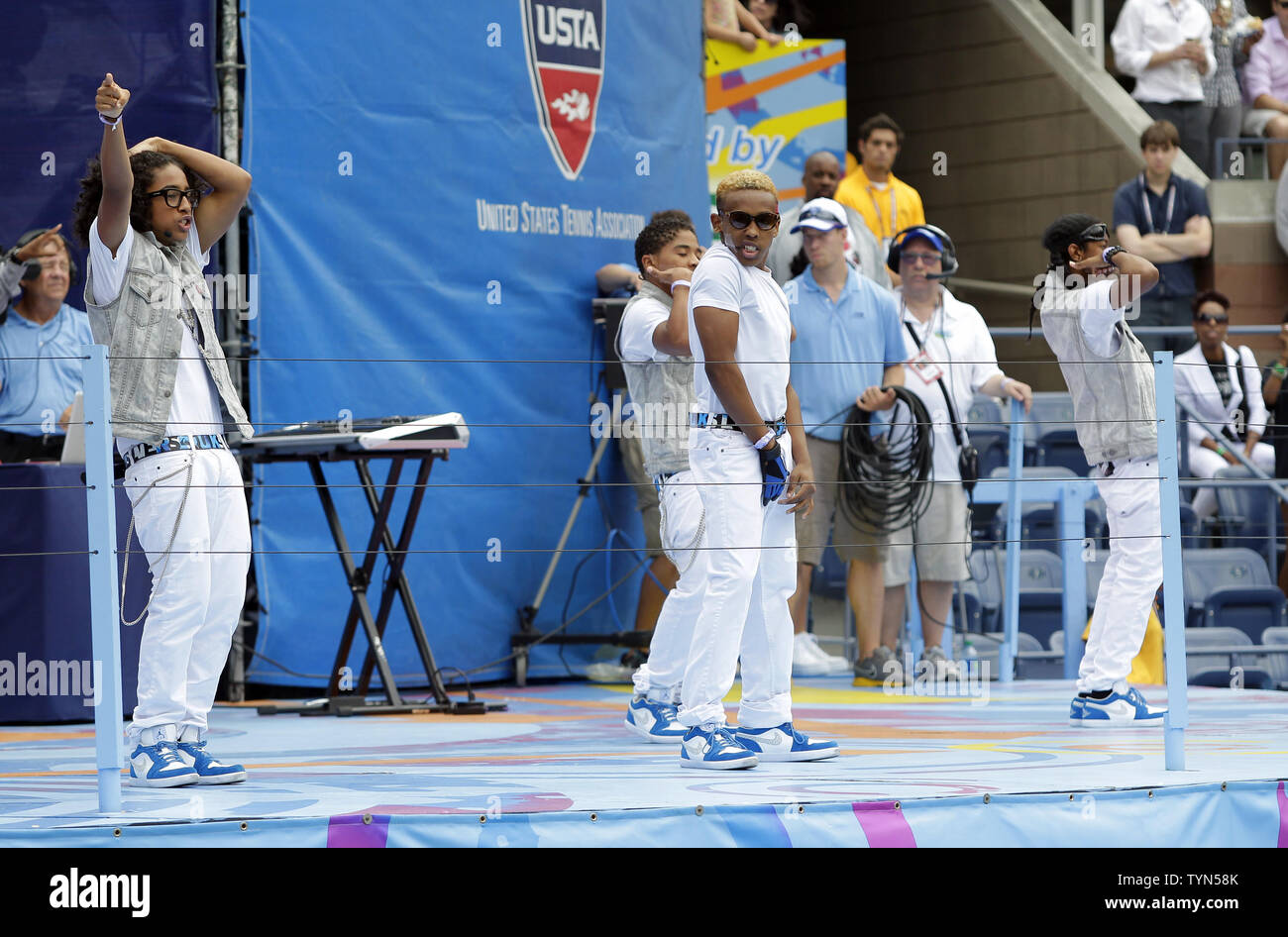 Mindless Behavior performs at Arthur Ashe Kids Day in Arthur Ashe Stadium at the U.S. Open Tennis Championships at the Billie Jean King National Tennis Center in New York City on August 25, 2012.       UPI/John Angelillo Stock Photo
