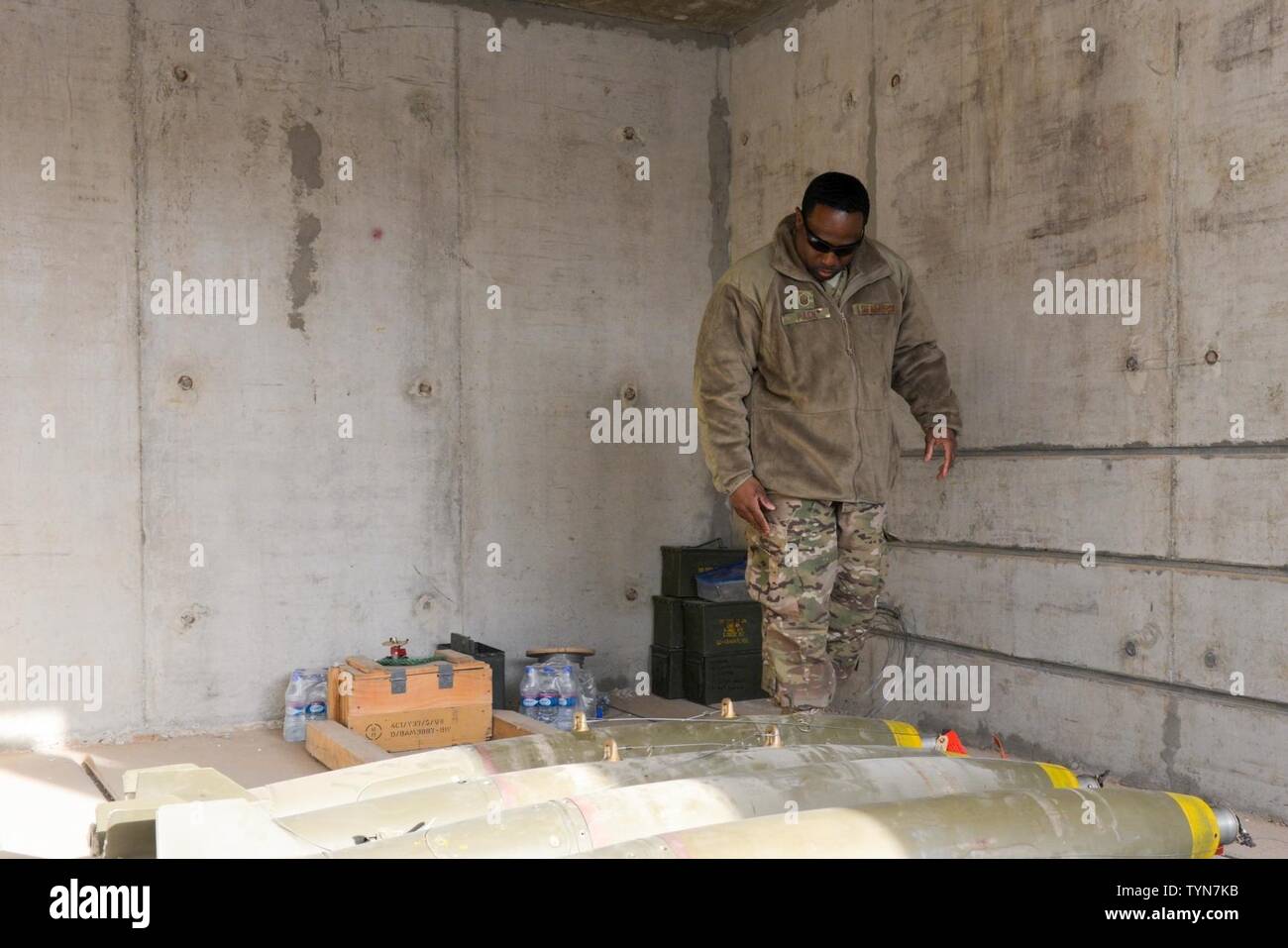 Master Sgt Antran Pack Train Advise Assist Command Air Taac Air Weapons Safety Advisor Examines The Storage Of Bombs At Mazar E Sharif Afghanistan Nov 17 2016 Pack Traveled To Mazar E Sharif From Hamid Karzai International Airport