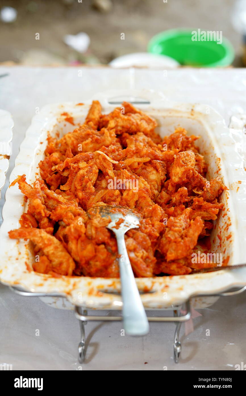 Fried breaded shrimp with Spicy sauces on the buffet Stock Photo Alamy