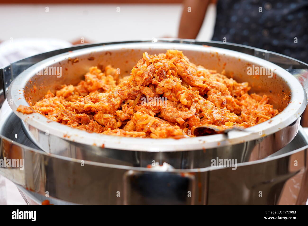 Fried breaded shrimp with Spicy sauces on the buffet Stock Photo Alamy