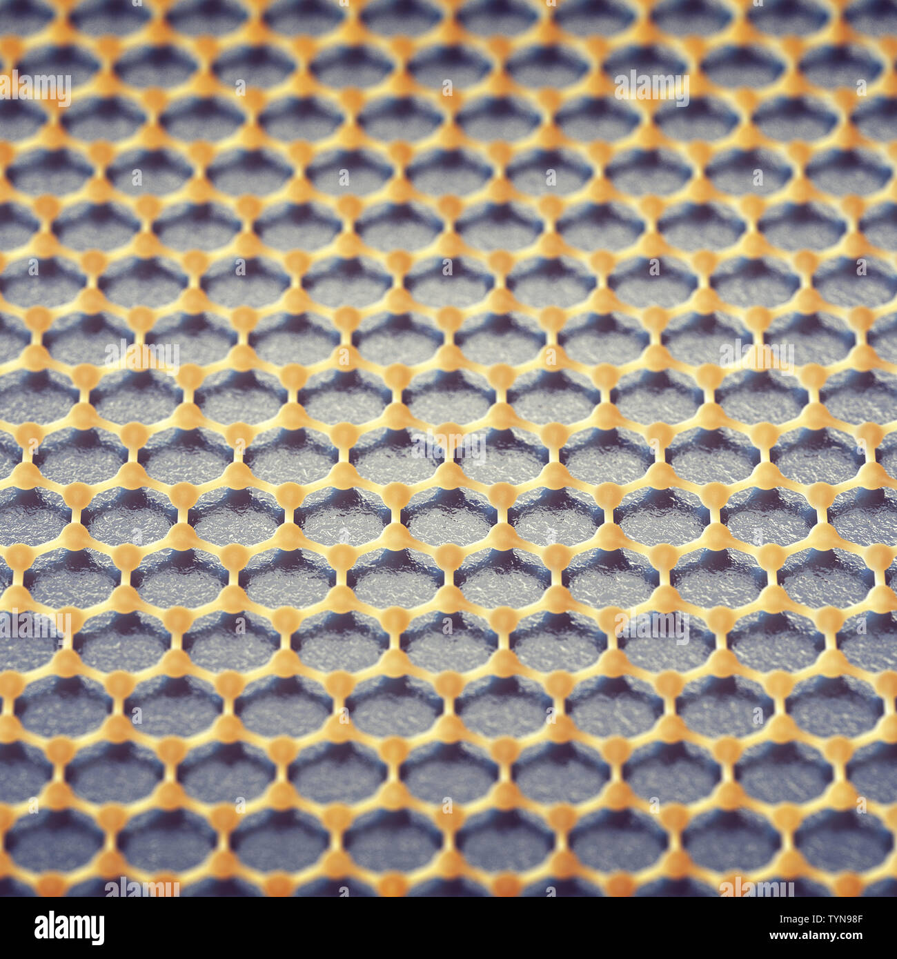 Graphene is composed of carbon atoms distributed in honeycomb mesh, Graphene based metamaterials Stock Photo