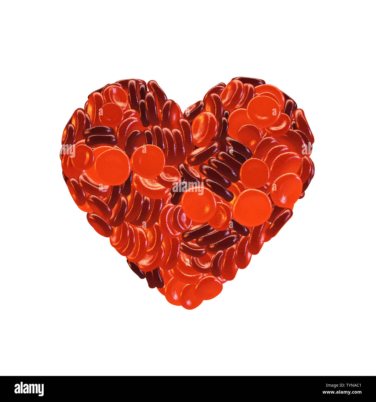 Heart made from red blood cells, Blood donation campaign concept Stock Photo