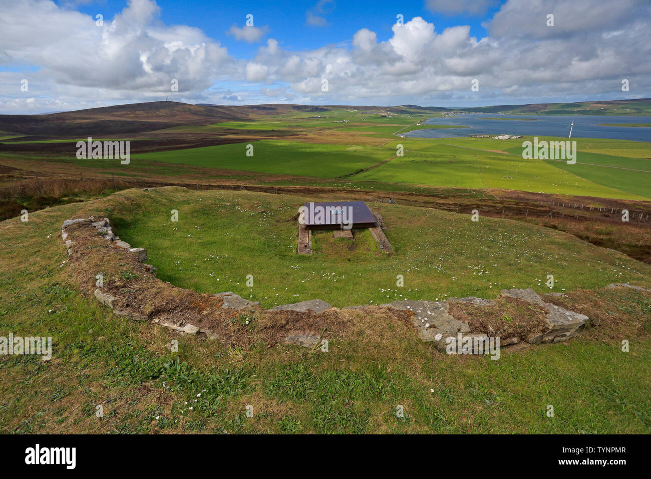 View of Wideford Cairn Mainland Orkney Stock Photo