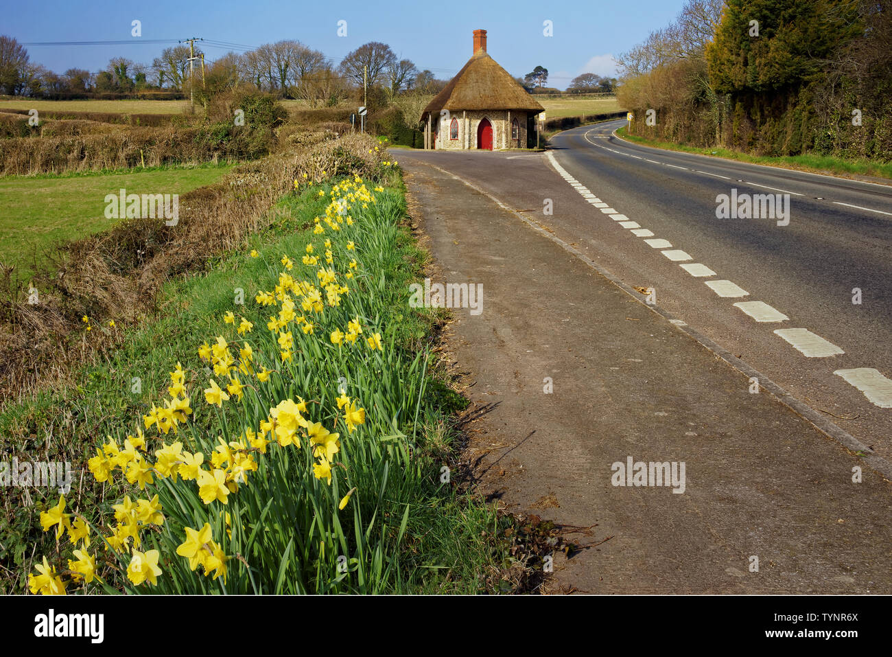 UK,Somerset,Chard,Snowdon Hill,Round House & A30 Stock Photo Alamy
