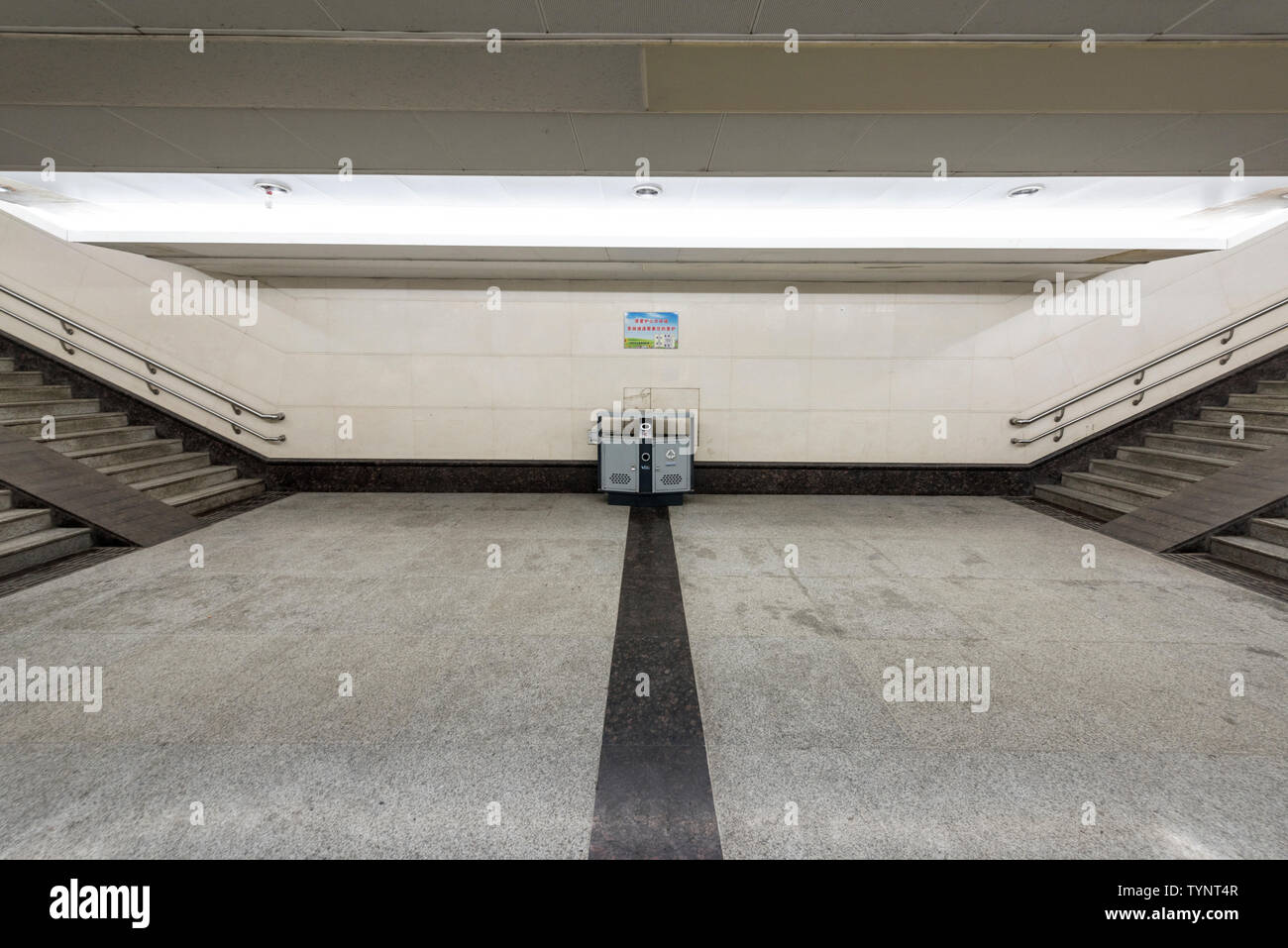No one's abandoned underground pedestrian passageway in the West Square of Zhengzhou Railway Station, Henan Province Stock Photo