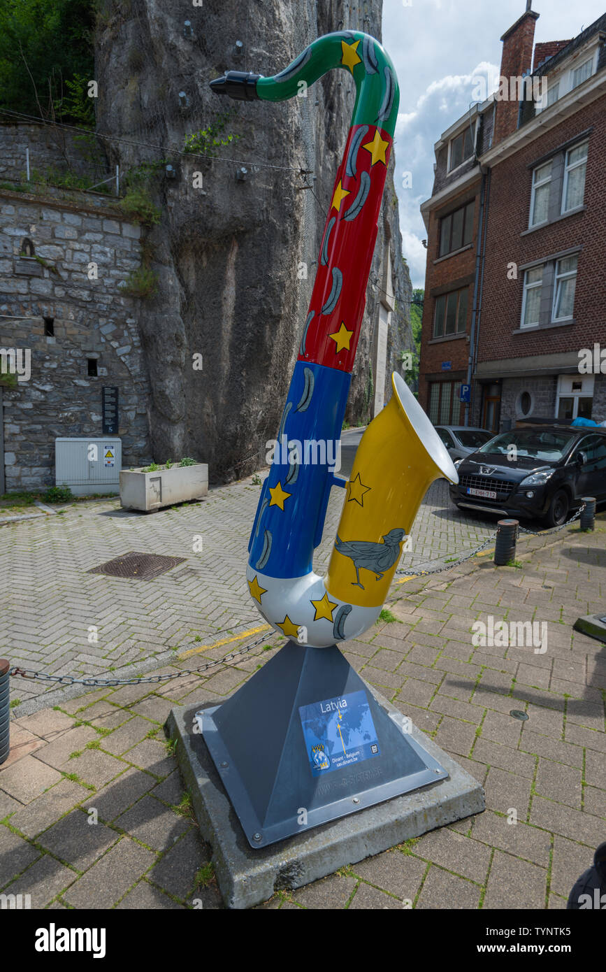 Statue of a saxophone (Latvia) in Dinant, Belgium Stock Photo