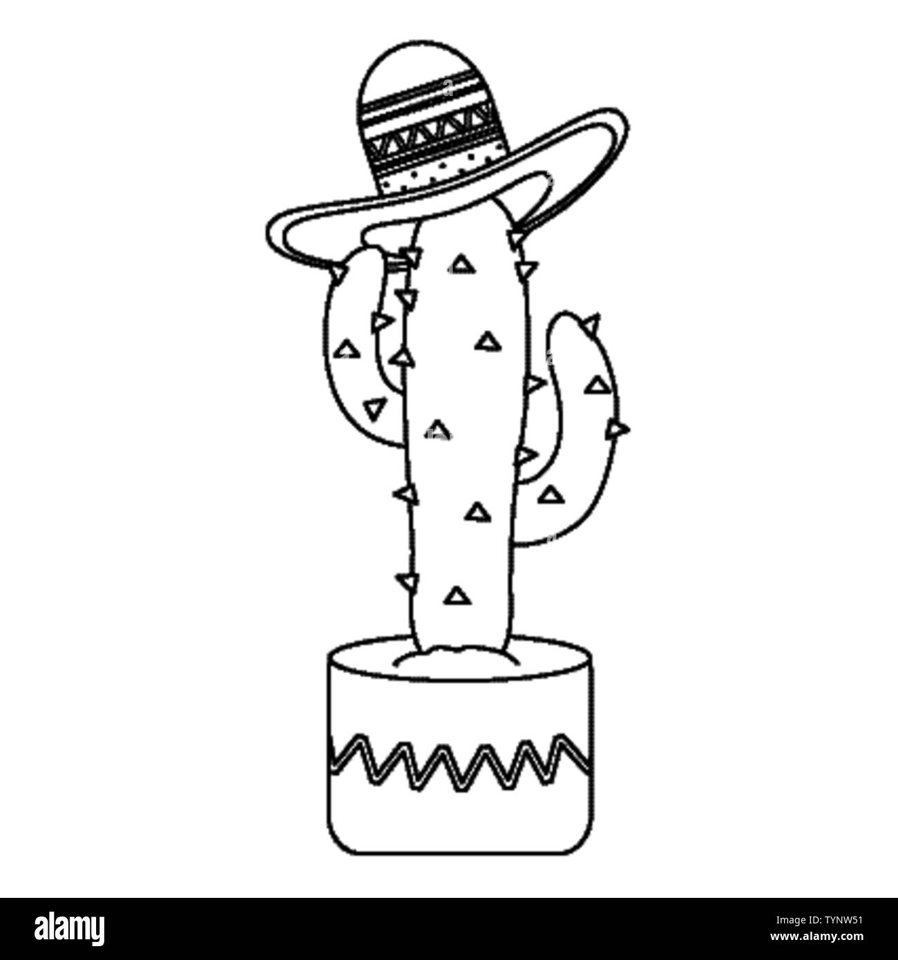 cactus plant with mexican hat vector illustration design Stock Vector ...