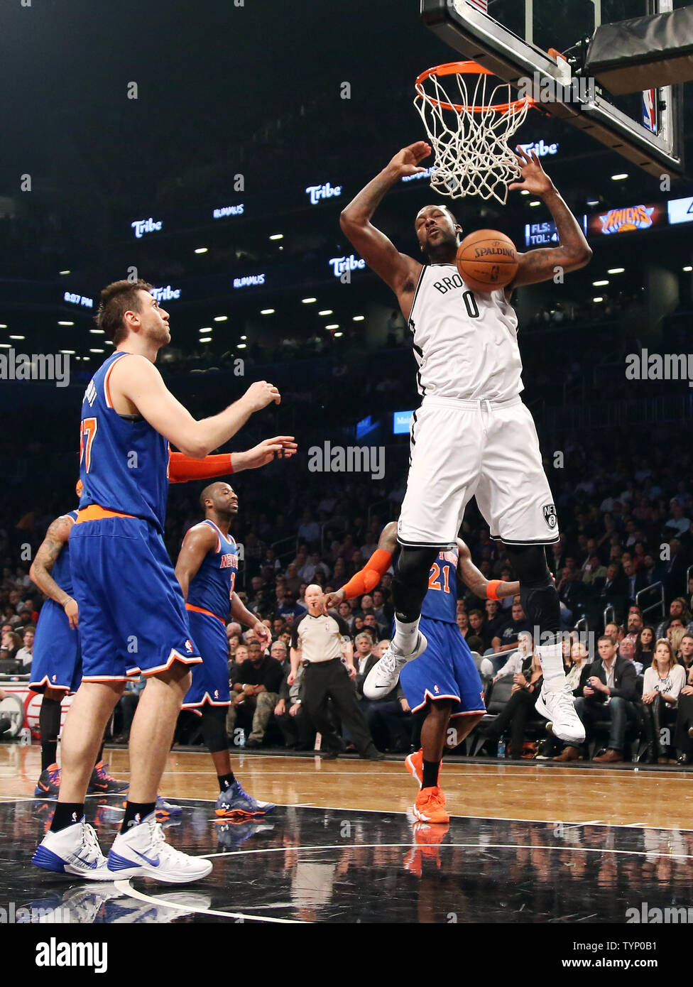 Brooklyn Nets Andray Blatche dunks the basketball in the first half