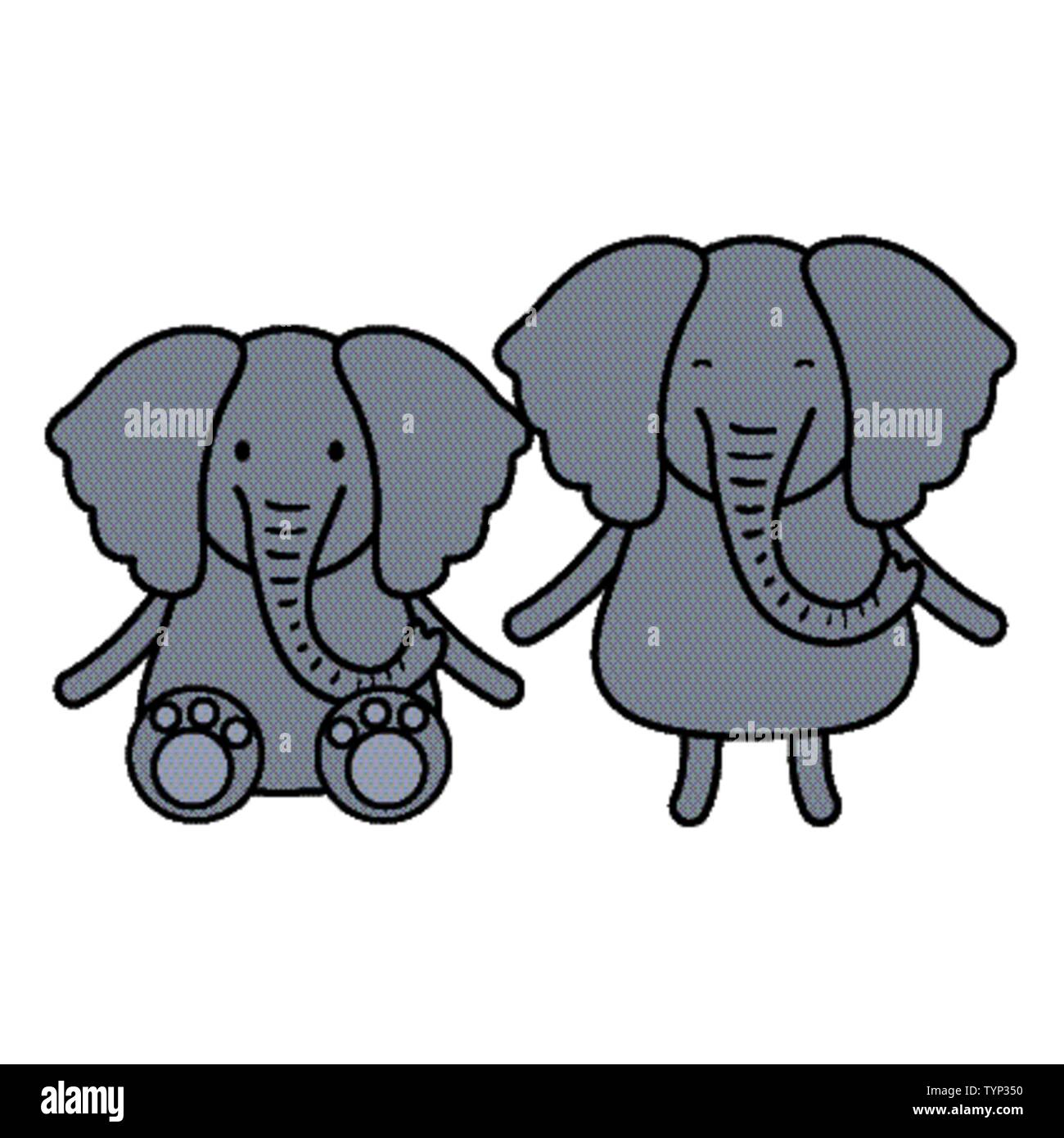 cute elephants couple childish characters vector illustration design ...
