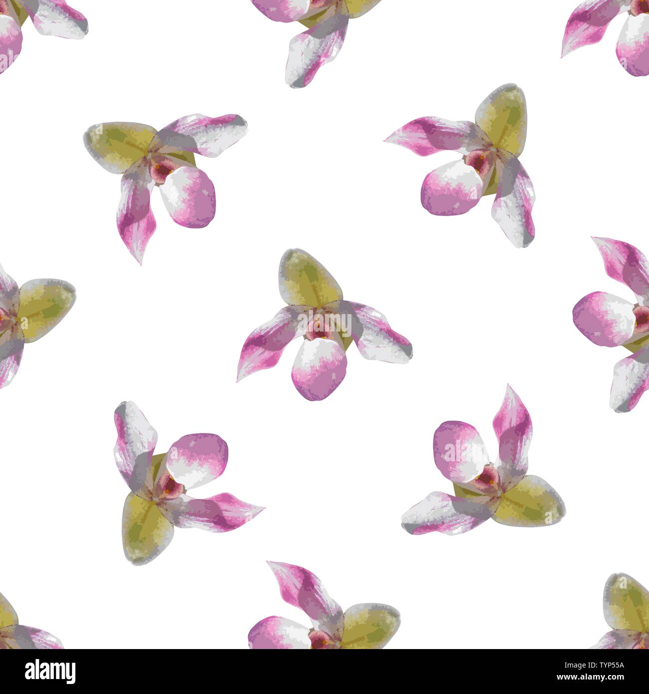 Colorful trendy seamless pattern with orchid flowers. stock vector ...