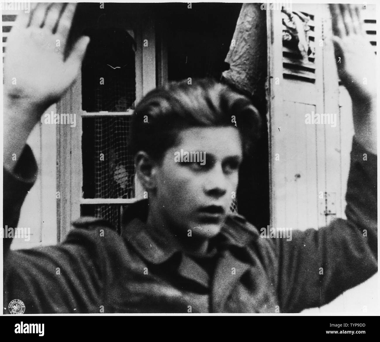 WWII: Europe: France; German POWs - Fearful Youth Stock Photo