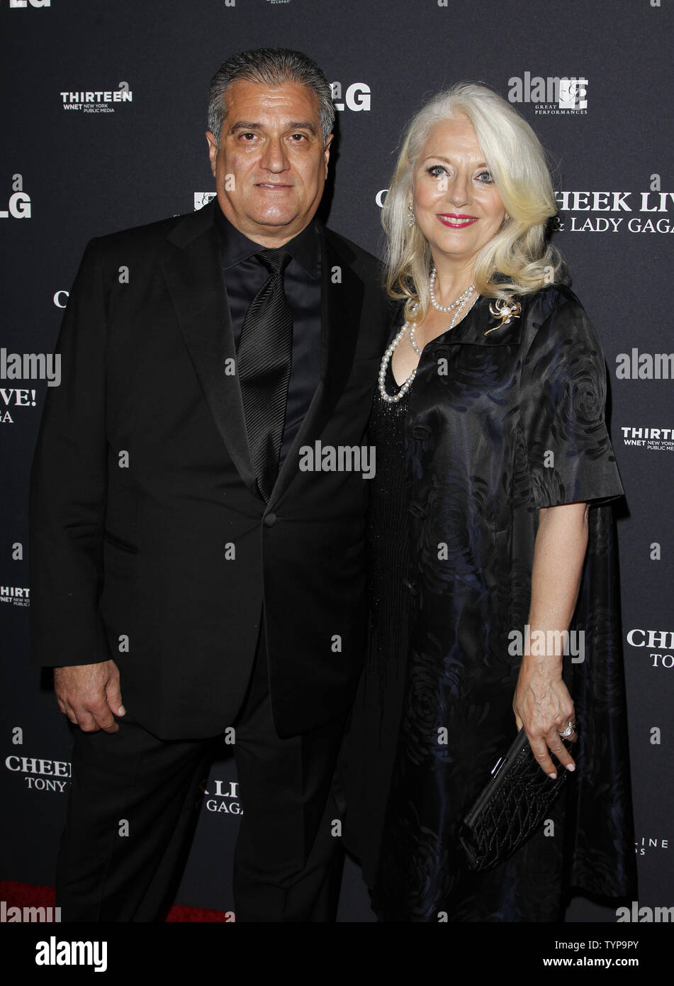 Joe Germanotta and Cynthia Germanotta arrive on the red carpet before the taping of an upcoming television concert special 'Cheek To Cheek' at Jazz at Lincoln Center at the Time Warner Center in New York City on July 28, 2014. Lady Gaga and Tony Bennett are collaborating on a jazz record that will be released later this fall.      UPI/John Angelillo Stock Photo