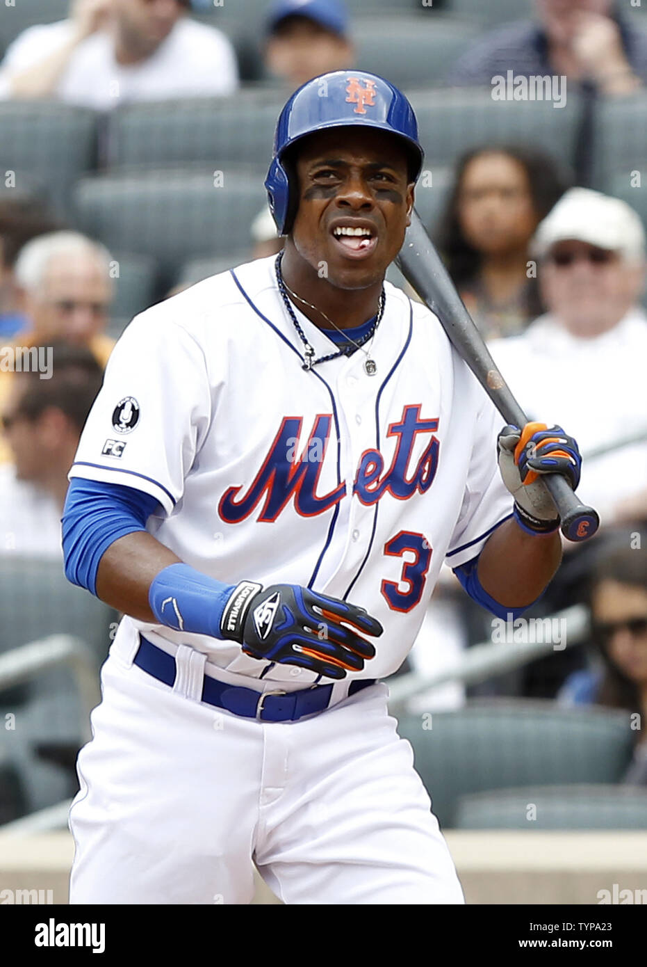 New York Mets Curtis Granderson stands at the plate in the first inning  against the San