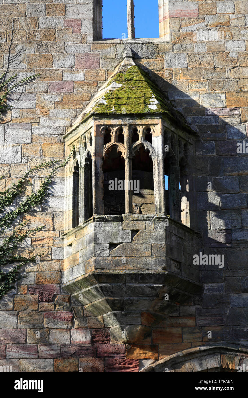 Window on the Marmion Tower, West Tanfield village, North Yorkshire