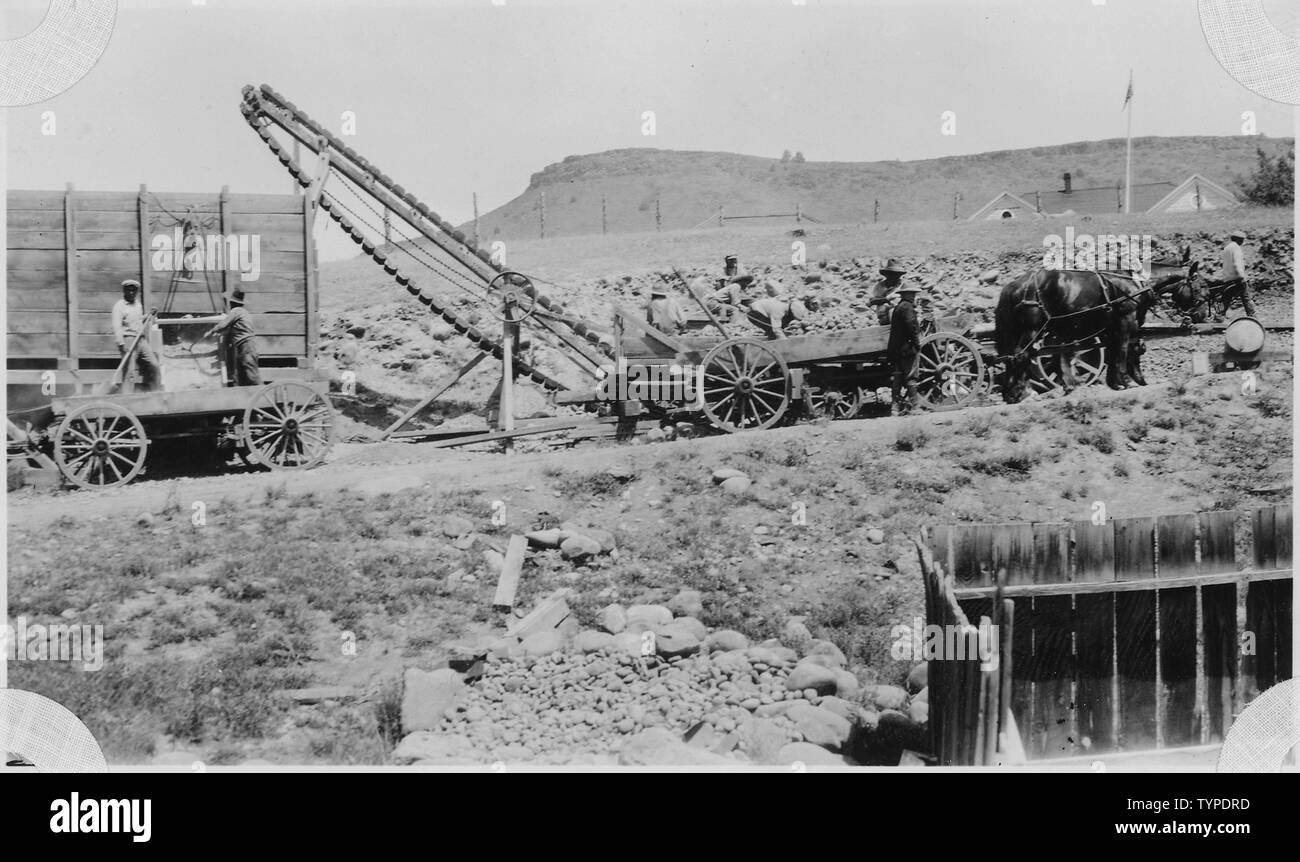 Warm Springs Reservation. Rock crusher at work; Scope and content