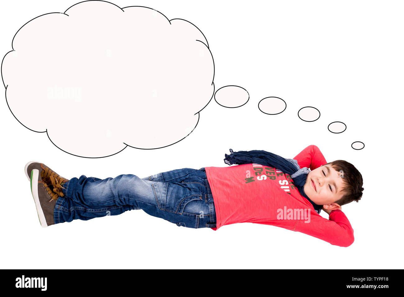 Boy dreams are thought bubble Stock Photo