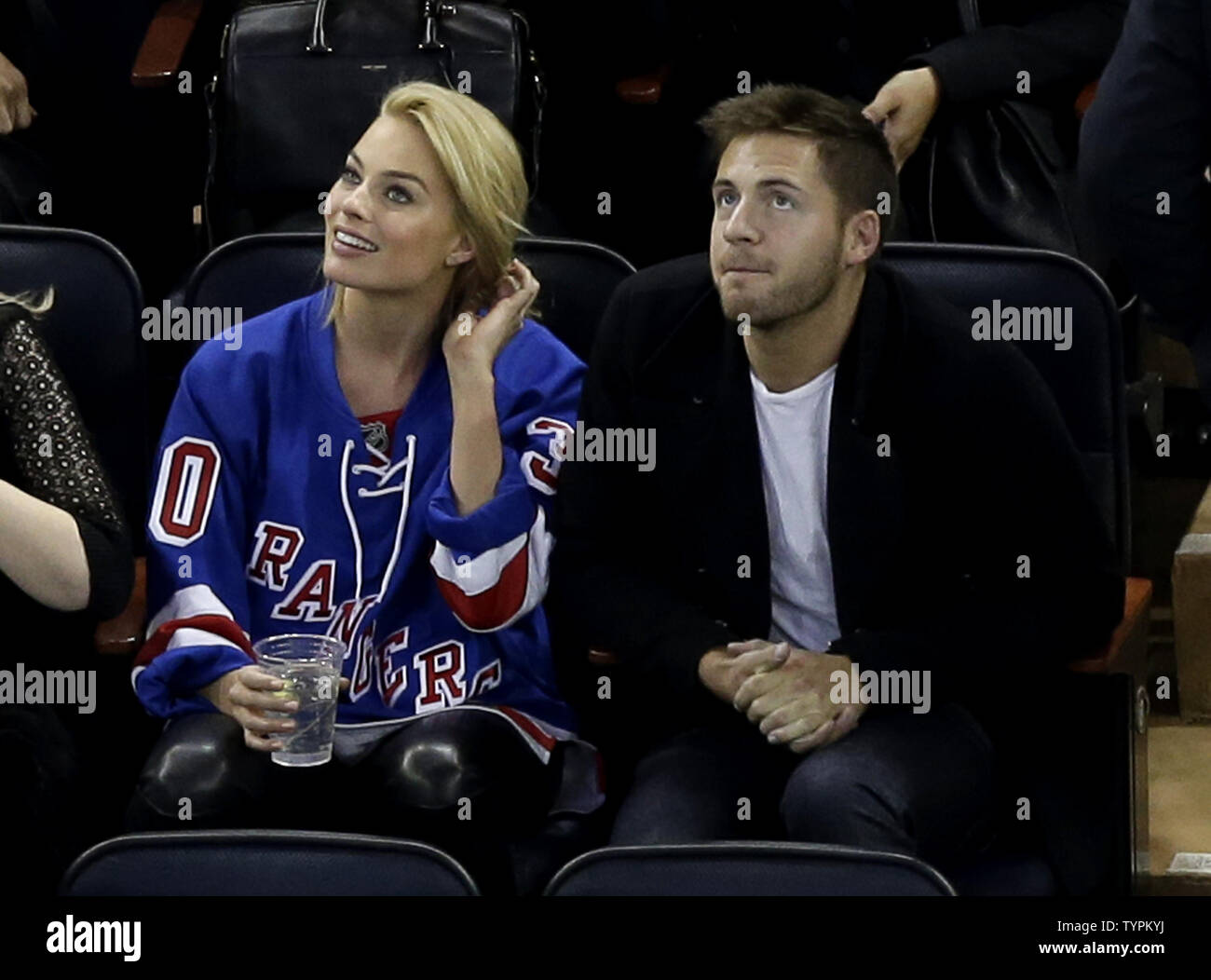 Margot Robbie at the New York Rangers vs Philadelphia Flyers game in  Madison Square Garden, New York City; Novembe…