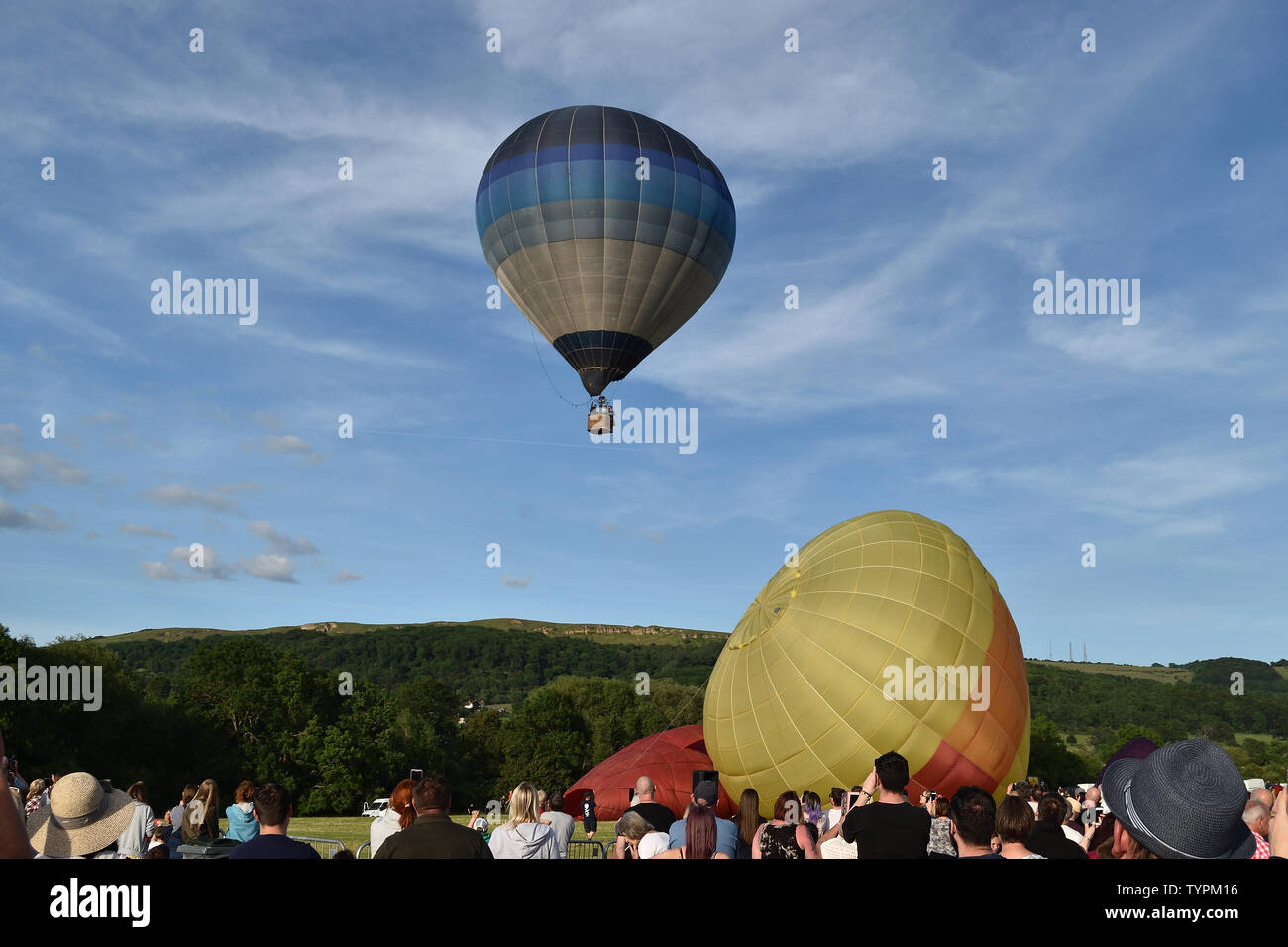 Hot Air Balloons take  to the sky at Cheltenham Balloon Fiesta 2019 Stock Photo